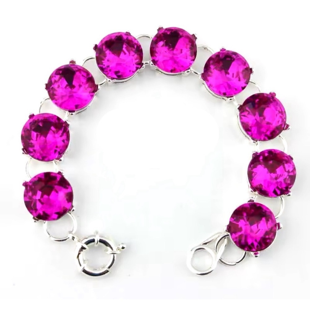 Hot Pink faceted glass crystal Bracelet with clasp